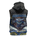 North Queensland Cowboys Sleeveless Zip Hoodie The Scream of Lightning Eyes - Indigenous Dot Ripping Effect