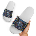 North Queensland Cowboys Slide Sandals The Scream of Lightning Eyes - Indigenous Dot Ripping Effect
