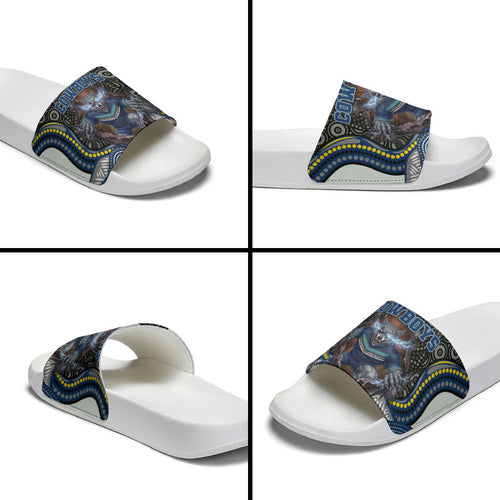 North Queensland Cowboys Slide Sandals The Scream of Lightning Eyes - Indigenous Dot Ripping Effect