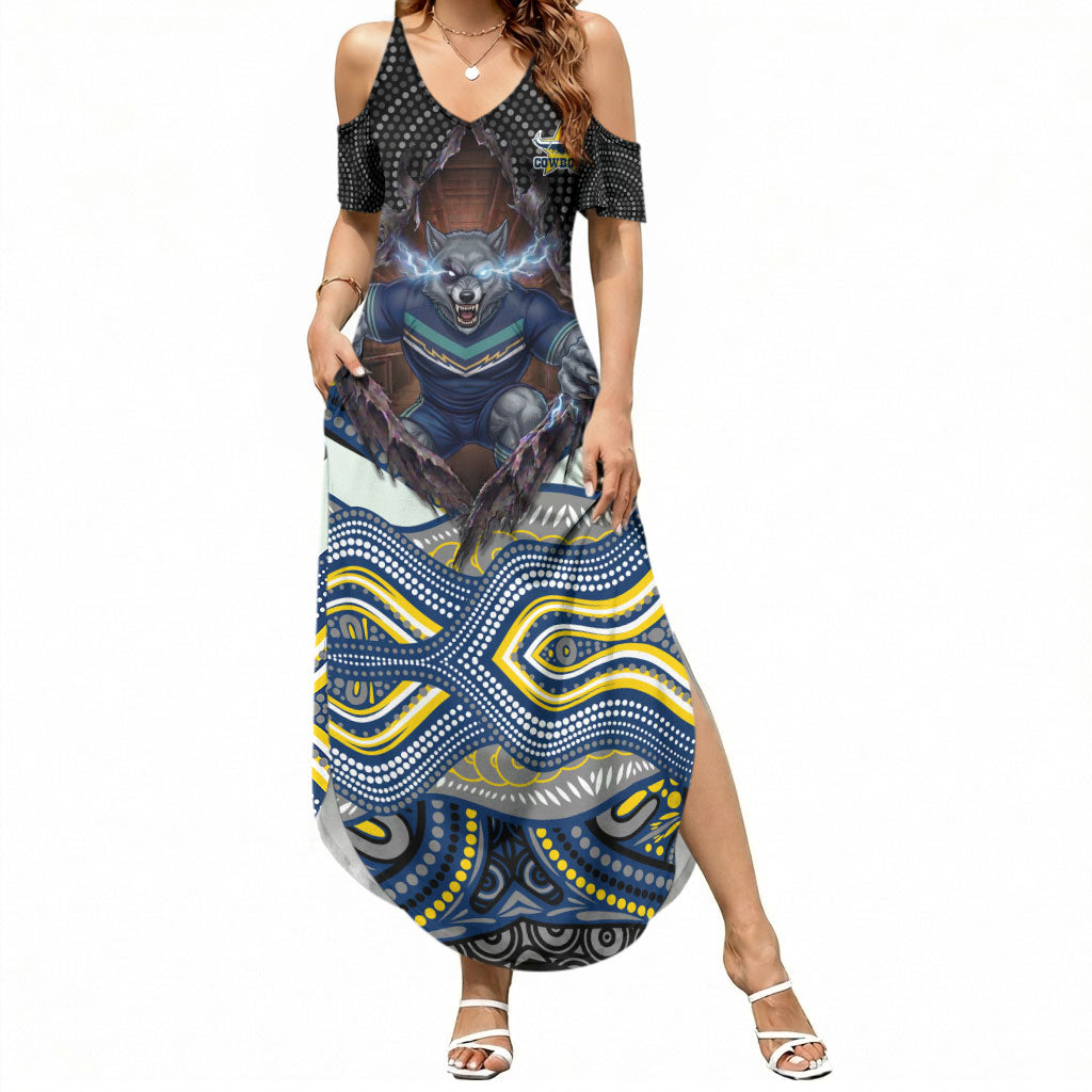 North Queensland Cowboys Summer Maxi Dress The Scream of Lightning Eyes - Indigenous Dot Ripping Effect