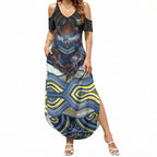 North Queensland Cowboys Summer Maxi Dress The Scream of Lightning Eyes - Indigenous Dot Ripping Effect