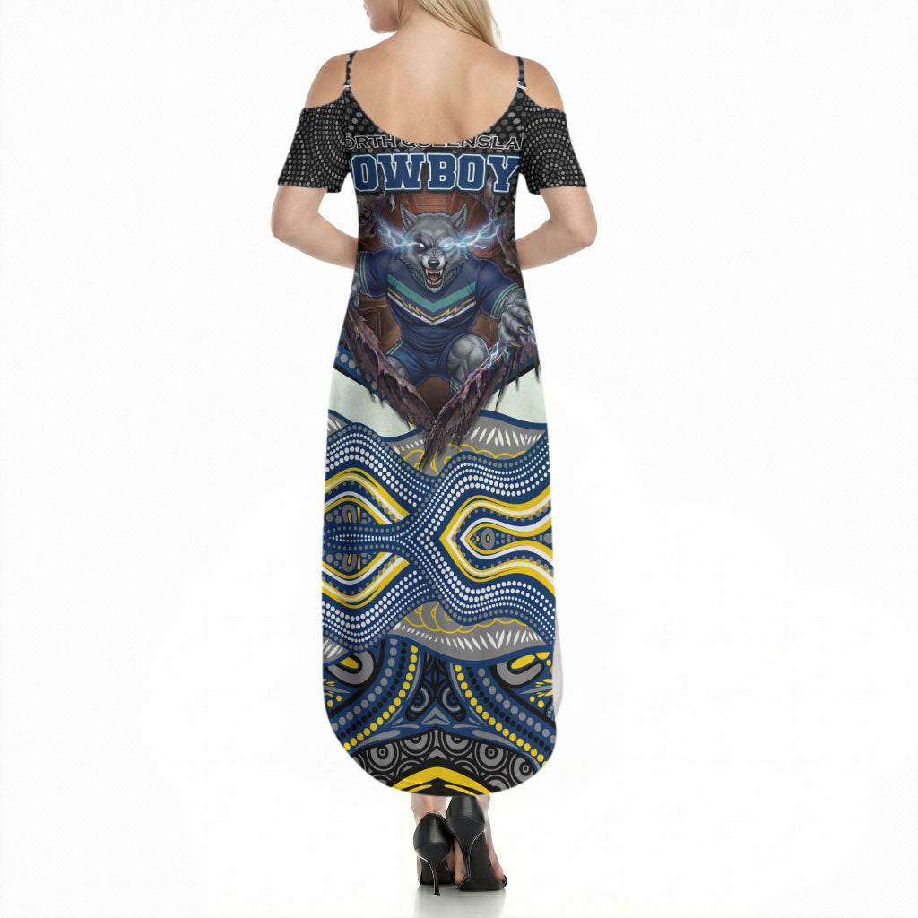 North Queensland Cowboys Summer Maxi Dress The Scream of Lightning Eyes - Indigenous Dot Ripping Effect