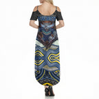 North Queensland Cowboys Summer Maxi Dress The Scream of Lightning Eyes - Indigenous Dot Ripping Effect