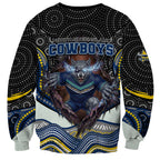 North Queensland Cowboys Sweatshirt The Scream of Lightning Eyes - Indigenous Dot Ripping Effect