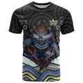 North Queensland Cowboys T Shirt The Scream of Lightning Eyes - Indigenous Dot Ripping Effect