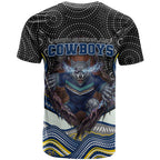 North Queensland Cowboys T Shirt The Scream of Lightning Eyes - Indigenous Dot Ripping Effect
