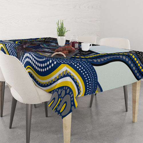 North Queensland Cowboys Tablecloth The Scream of Lightning Eyes - Indigenous Dot Ripping Effect
