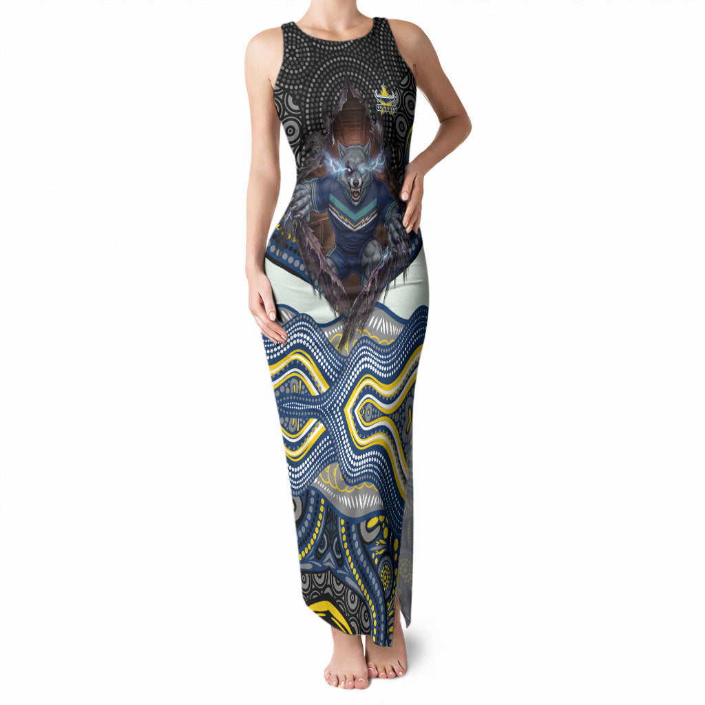 North Queensland Cowboys Tank Maxi Dress The Scream of Lightning Eyes - Indigenous Dot Ripping Effect