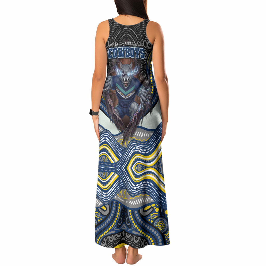 North Queensland Cowboys Tank Maxi Dress The Scream of Lightning Eyes - Indigenous Dot Ripping Effect
