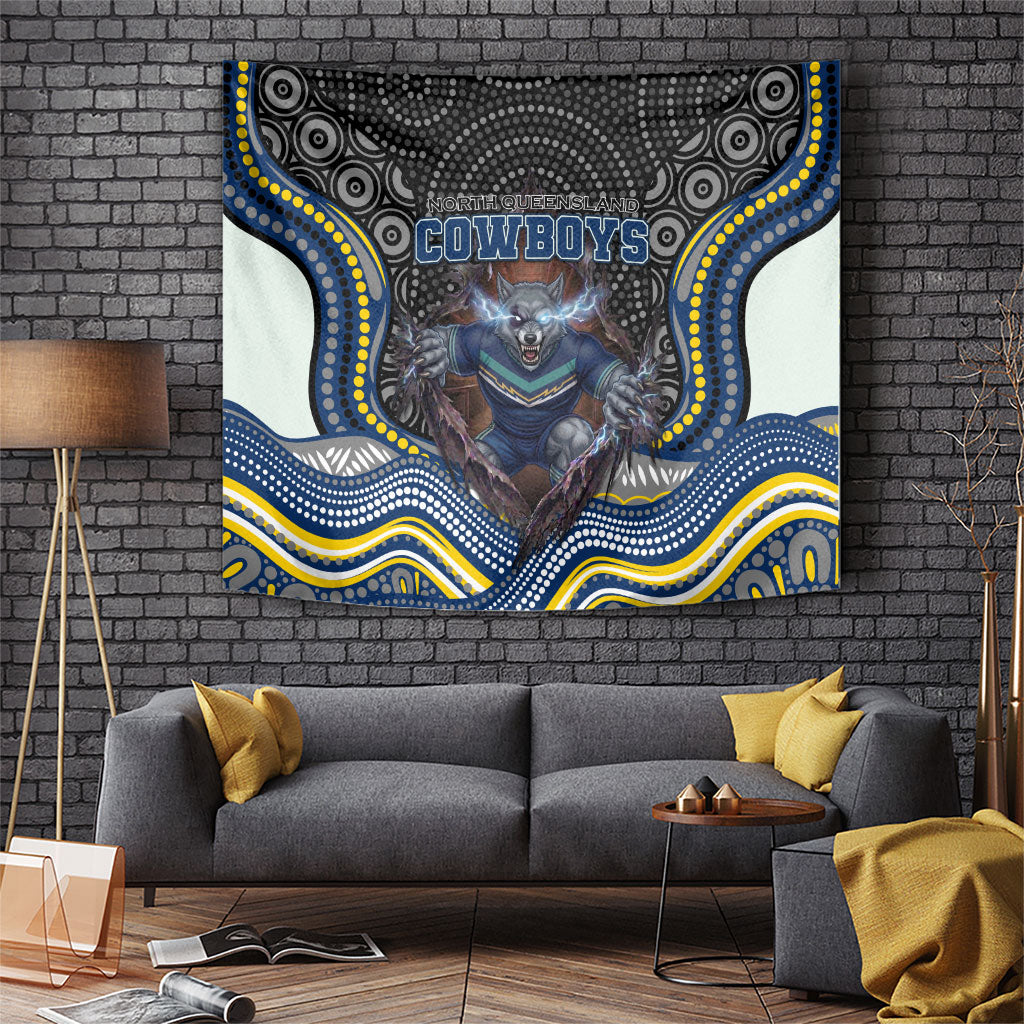 North Queensland Cowboys Tapestry The Scream of Lightning Eyes - Indigenous Dot Ripping Effect