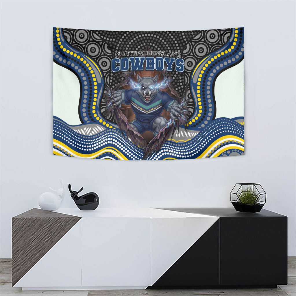 North Queensland Cowboys Tapestry The Scream of Lightning Eyes - Indigenous Dot Ripping Effect