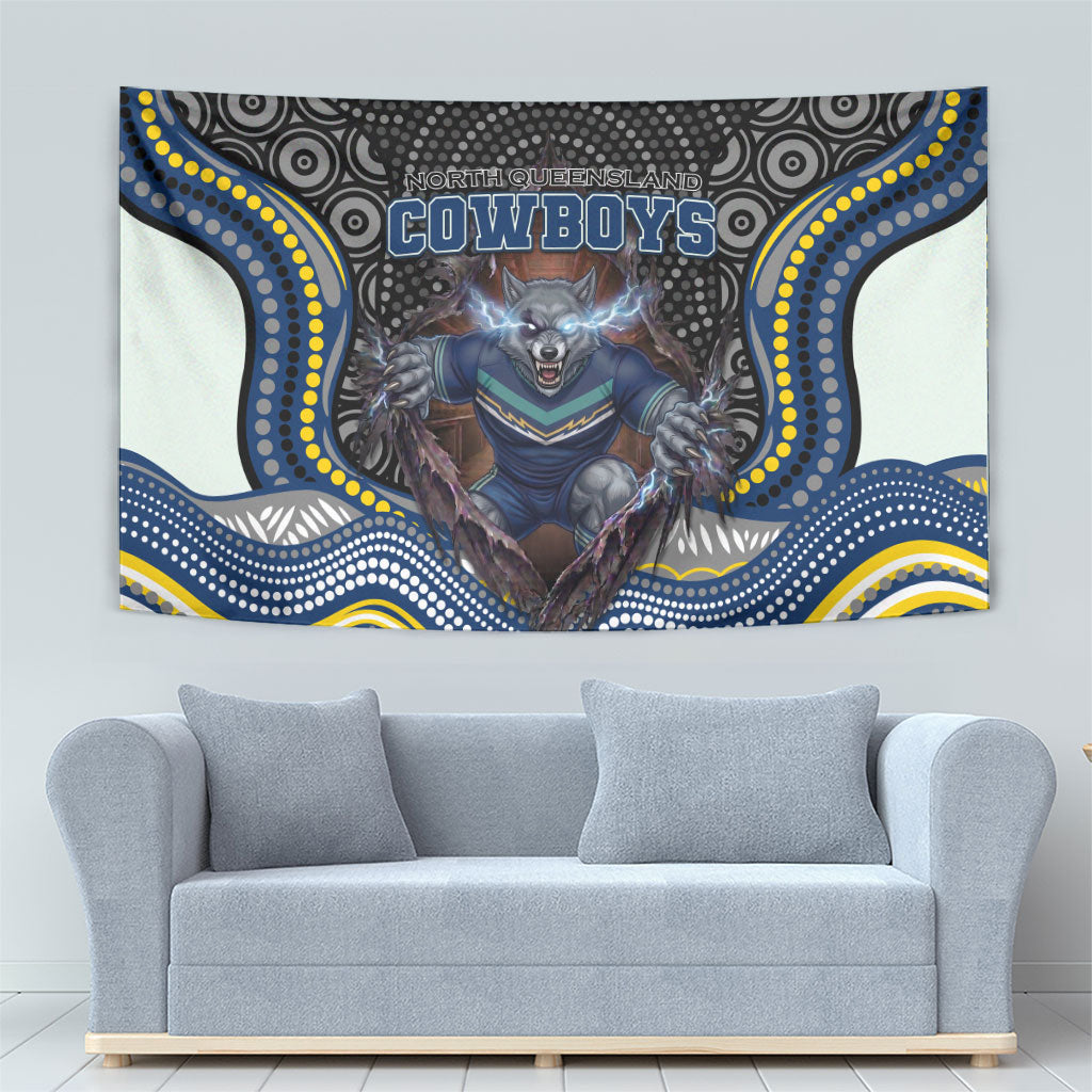 North Queensland Cowboys Tapestry The Scream of Lightning Eyes - Indigenous Dot Ripping Effect
