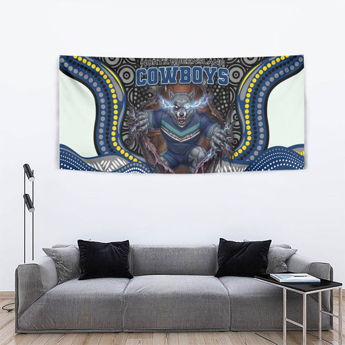 North Queensland Cowboys Tapestry The Scream of Lightning Eyes - Indigenous Dot Ripping Effect