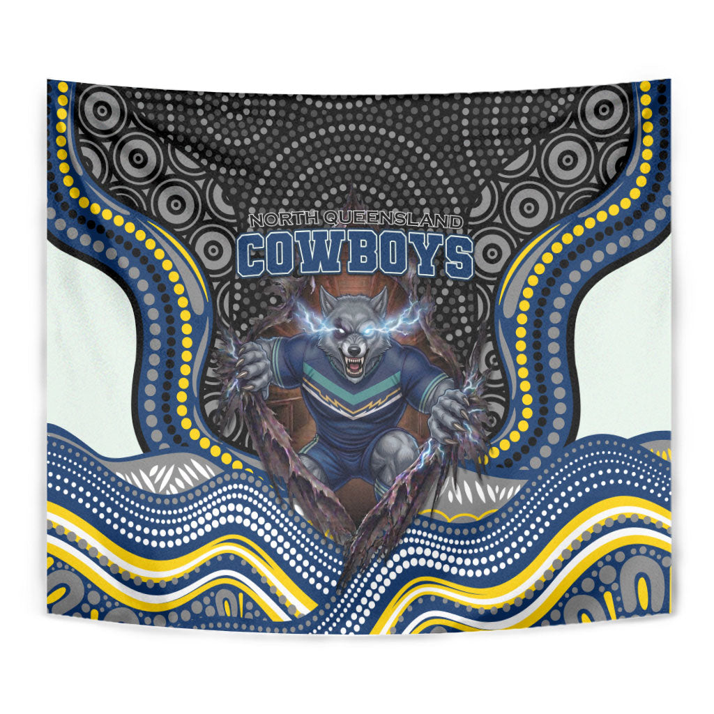 North Queensland Cowboys Tapestry The Scream of Lightning Eyes - Indigenous Dot Ripping Effect