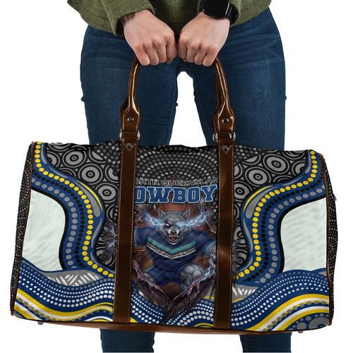 North Queensland Cowboys Travel Bag The Scream of Lightning Eyes - Indigenous Dot Ripping Effect