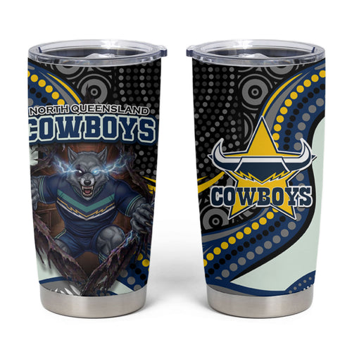 North Queensland Cowboys Tumbler Cup The Scream of Lightning Eyes - Indigenous Dot Ripping Effect