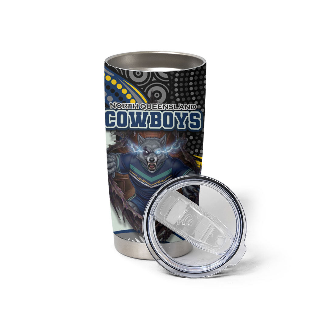 North Queensland Cowboys Tumbler Cup The Scream of Lightning Eyes - Indigenous Dot Ripping Effect