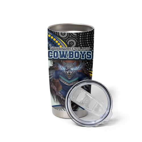 North Queensland Cowboys Tumbler Cup The Scream of Lightning Eyes - Indigenous Dot Ripping Effect