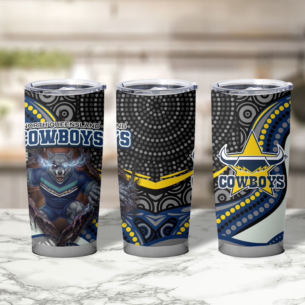 North Queensland Cowboys Tumbler Cup The Scream of Lightning Eyes - Indigenous Dot Ripping Effect