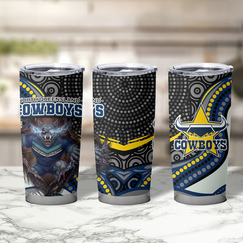 North Queensland Cowboys Tumbler Cup The Scream of Lightning Eyes - Indigenous Dot Ripping Effect