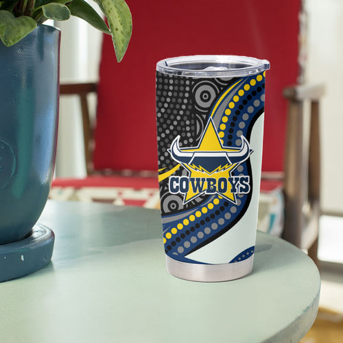 North Queensland Cowboys Tumbler Cup The Scream of Lightning Eyes - Indigenous Dot Ripping Effect