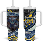 North Queensland Cowboys Tumbler With Handle The Scream of Lightning Eyes - Indigenous Dot Ripping Effect