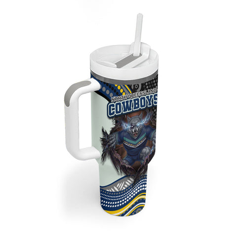 North Queensland Cowboys Tumbler With Handle The Scream of Lightning Eyes - Indigenous Dot Ripping Effect