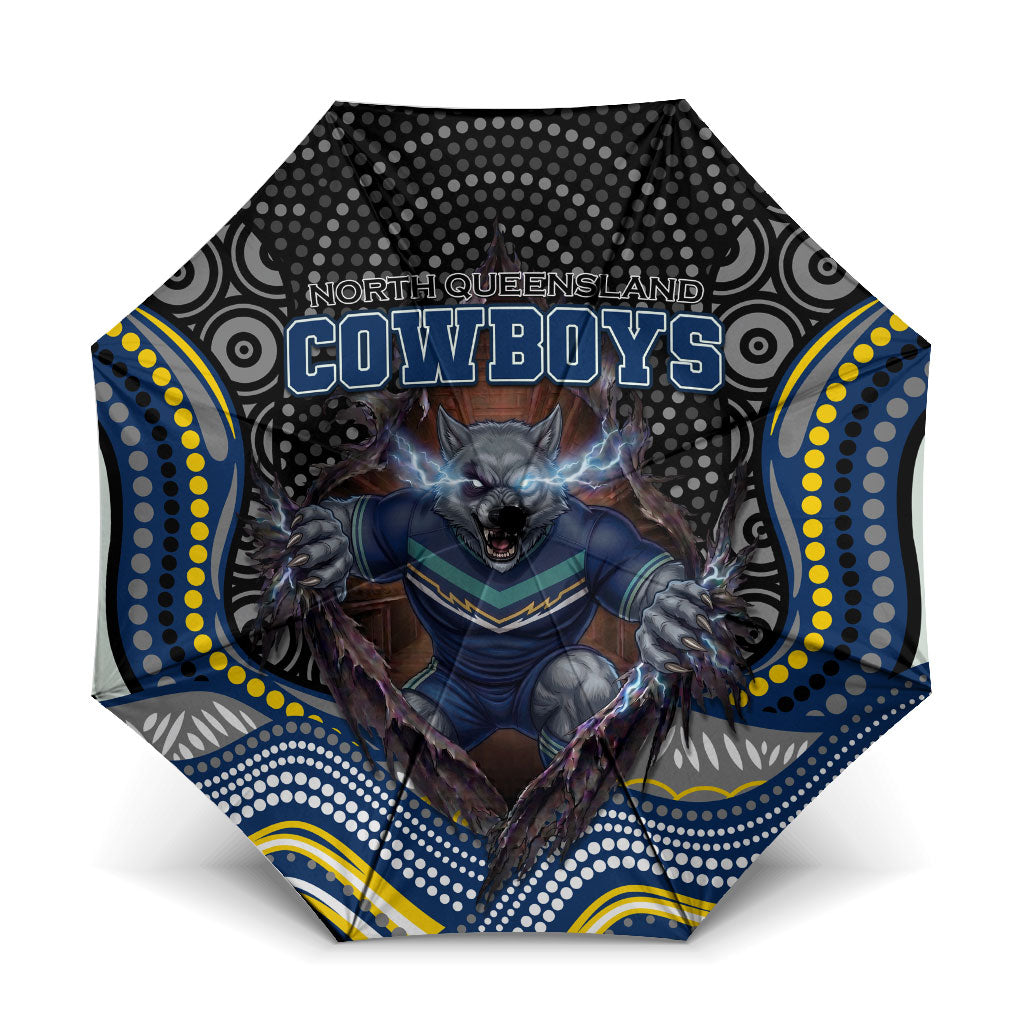 North Queensland Cowboys Umbrella The Scream of Lightning Eyes - Indigenous Dot Ripping Effect
