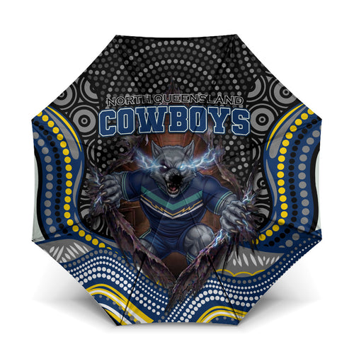 North Queensland Cowboys Umbrella The Scream of Lightning Eyes - Indigenous Dot Ripping Effect