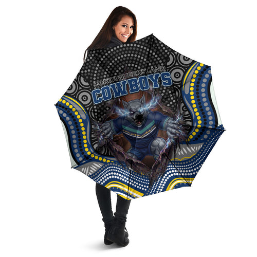 North Queensland Cowboys Umbrella The Scream of Lightning Eyes - Indigenous Dot Ripping Effect