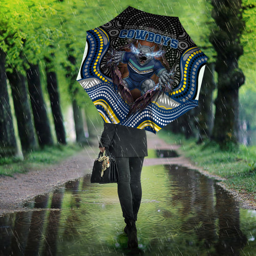 North Queensland Cowboys Umbrella The Scream of Lightning Eyes - Indigenous Dot Ripping Effect