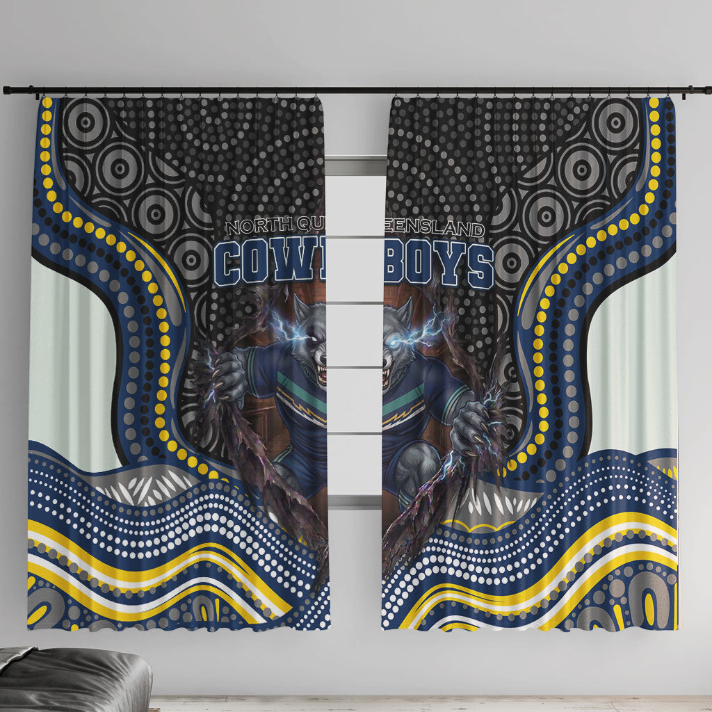 North Queensland Cowboys Window Curtain The Scream of Lightning Eyes - Indigenous Dot Ripping Effect