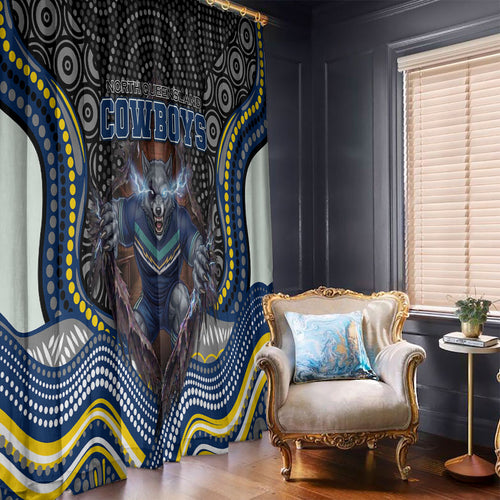 North Queensland Cowboys Window Curtain The Scream of Lightning Eyes - Indigenous Dot Ripping Effect