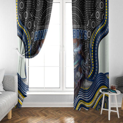 North Queensland Cowboys Window Curtain The Scream of Lightning Eyes - Indigenous Dot Ripping Effect