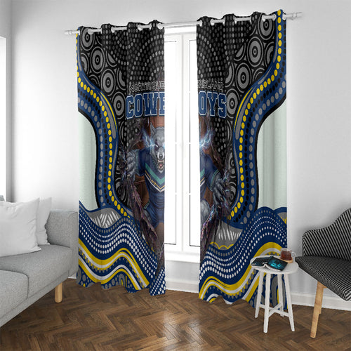 North Queensland Cowboys Window Curtain The Scream of Lightning Eyes - Indigenous Dot Ripping Effect