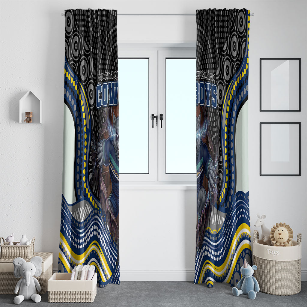 North Queensland Cowboys Window Curtain The Scream of Lightning Eyes - Indigenous Dot Ripping Effect