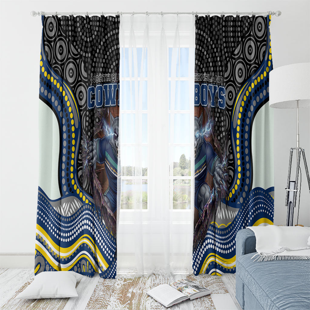 North Queensland Cowboys Window Curtain The Scream of Lightning Eyes - Indigenous Dot Ripping Effect