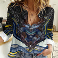 North Queensland Cowboys Women Casual Shirt The Scream of Lightning Eyes - Indigenous Dot Ripping Effect