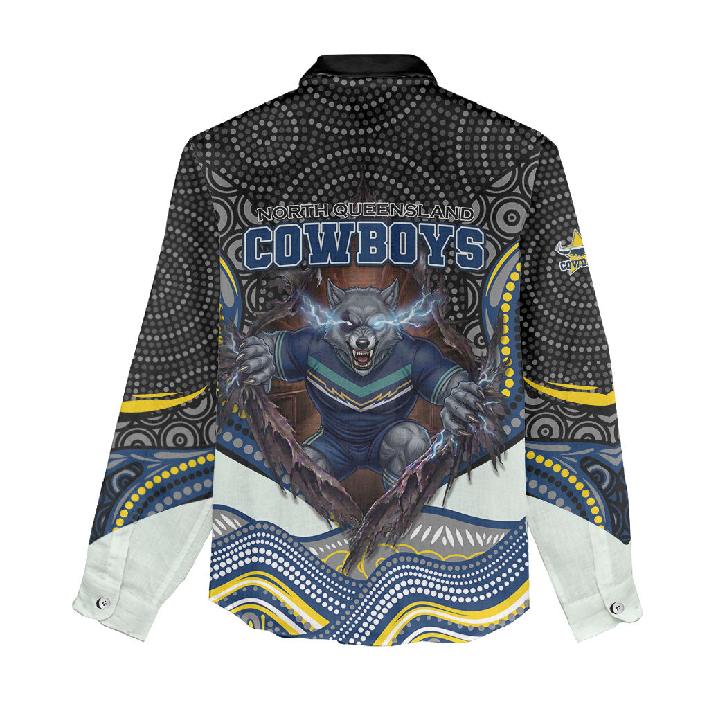 North Queensland Cowboys Women Casual Shirt The Scream of Lightning Eyes - Indigenous Dot Ripping Effect