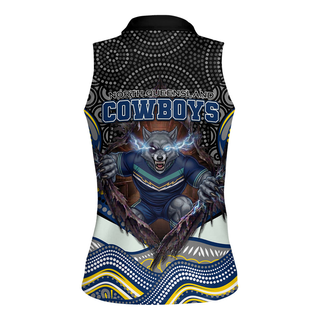 North Queensland Cowboys Women Sleeveless Polo Shirt The Scream of Lightning Eyes - Indigenous Dot Ripping Effect