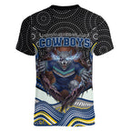 North Queensland Cowboys Women V-Neck T-Shirt The Scream of Lightning Eyes - Indigenous Dot Ripping Effect