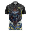 North Queensland Cowboys Zipper Polo Shirt The Scream of Lightning Eyes - Indigenous Dot Ripping Effect