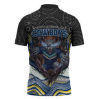 North Queensland Cowboys Zipper Polo Shirt The Scream of Lightning Eyes - Indigenous Dot Ripping Effect