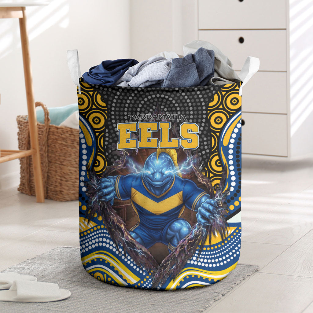 Parramatta Eels Laundry Basket The Scream of Lightning Eyes - Indigenous Dot Ripping Effect