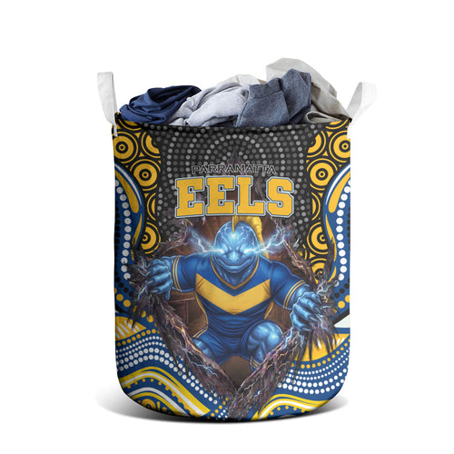 Parramatta Eels Laundry Basket The Scream of Lightning Eyes - Indigenous Dot Ripping Effect