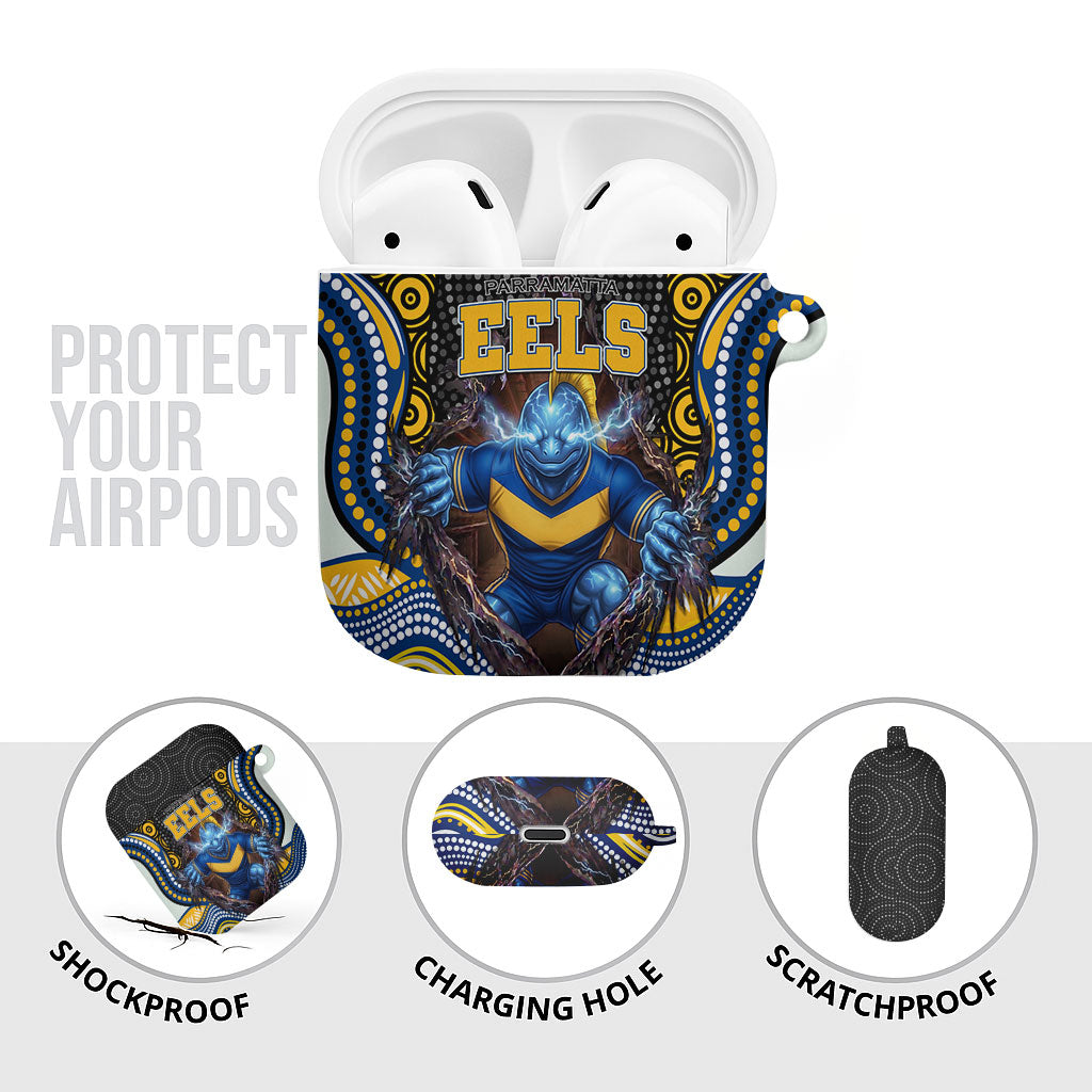 Parramatta Eels AirPods Case The Scream of Lightning Eyes - Indigenous Dot Ripping Effect