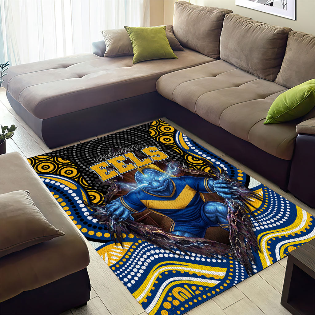 Parramatta Eels Area Rug The Scream of Lightning Eyes - Indigenous Dot Ripping Effect