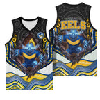 Parramatta Eels Basketball Jersey The Scream of Lightning Eyes - Indigenous Dot Ripping Effect