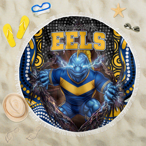 Parramatta Eels Beach Blanket The Scream of Lightning Eyes - Indigenous Dot Ripping Effect