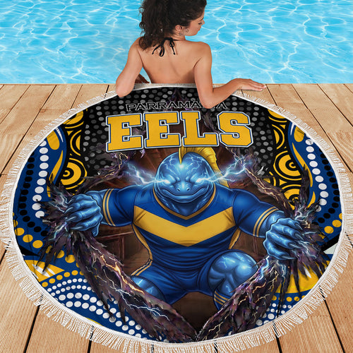 Parramatta Eels Beach Blanket The Scream of Lightning Eyes - Indigenous Dot Ripping Effect